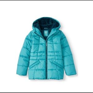 Kids Wonder Nation Quilted Bubble Jacket Turquoise size 10-12